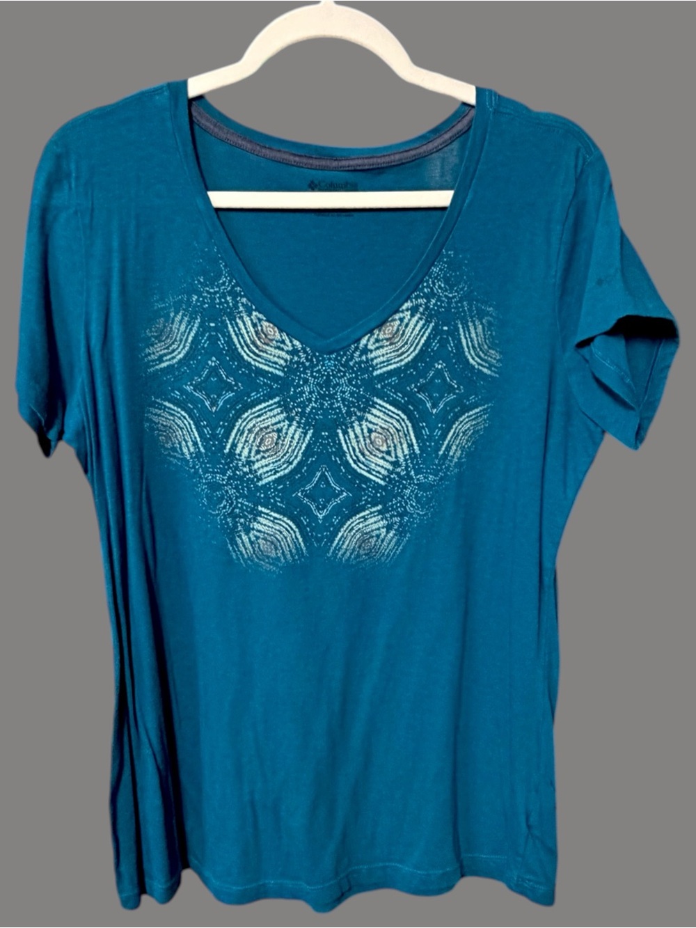 Columbia Women's XL Shirt V-neck T-shirt Teal Blue